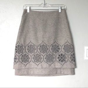 Weekend Max Mara Gray Embroidered Floral Skirt